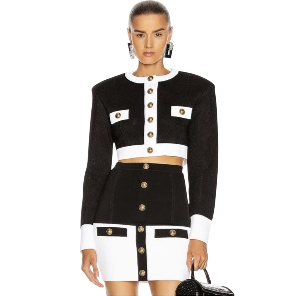 Women’s REVOLVE Two-Toned White and BlackTwo-Piece Suit Set SZ S